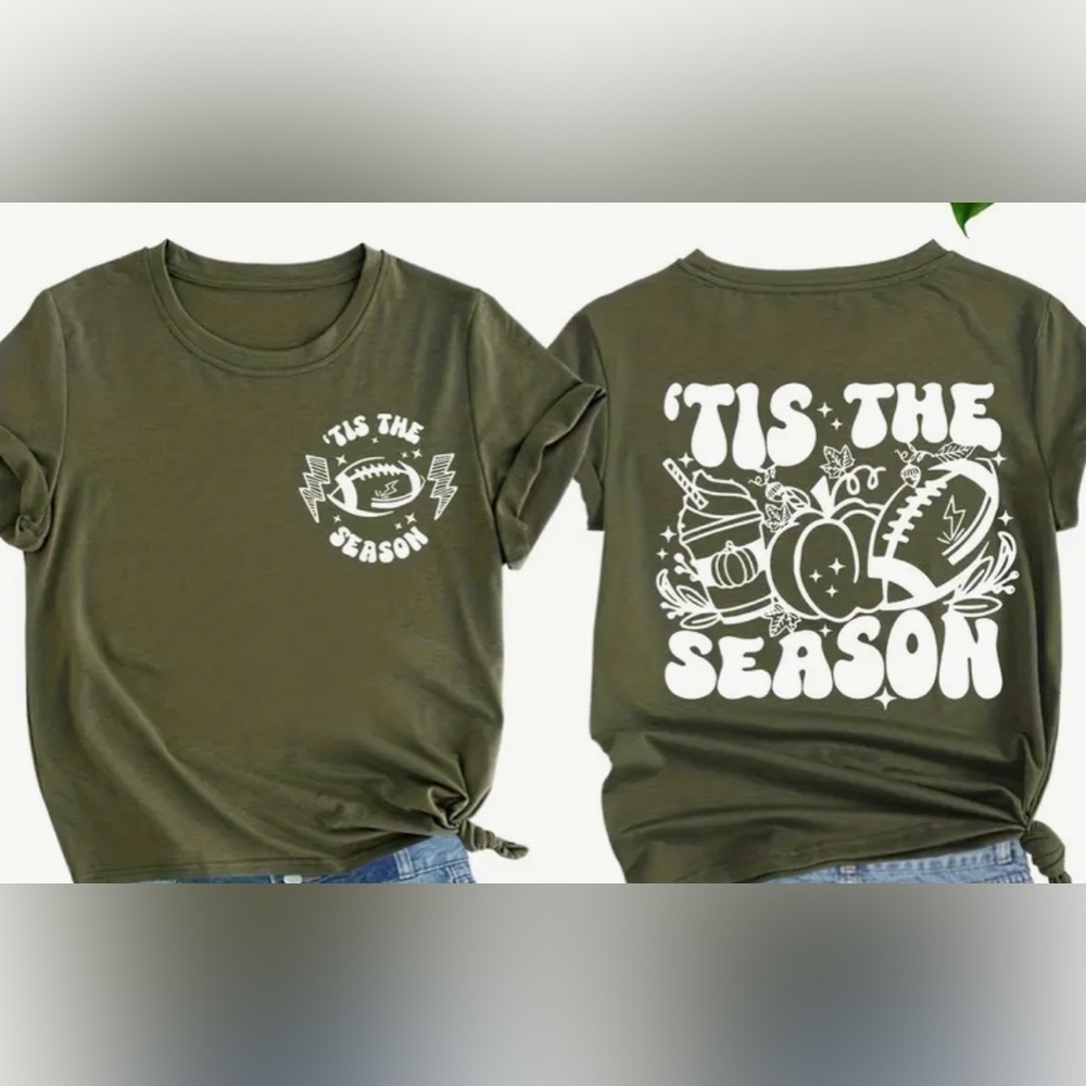 Women's Plus Size T-Shirt with Unique Double-Sided Print tis the football season